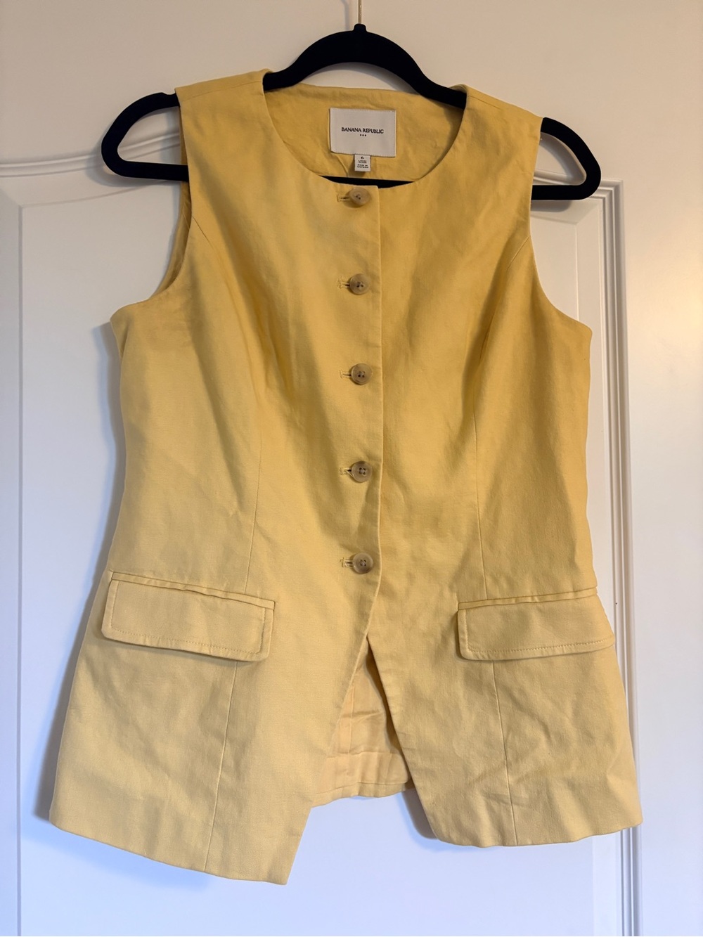 Banana Republic Yellow Button-Front Sleeveless Top